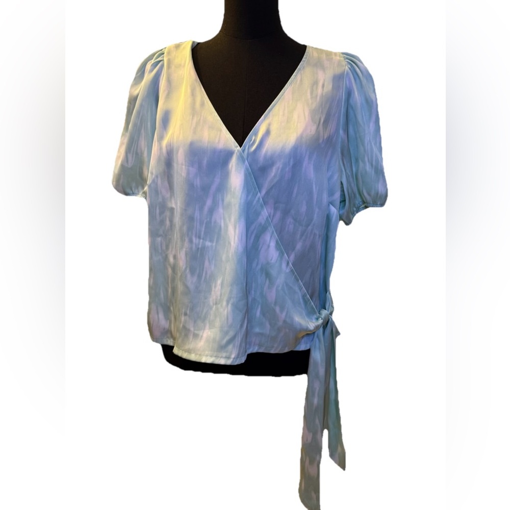 Nine West Women's Green & White Blouse, Tie, Size X-Large, NWT